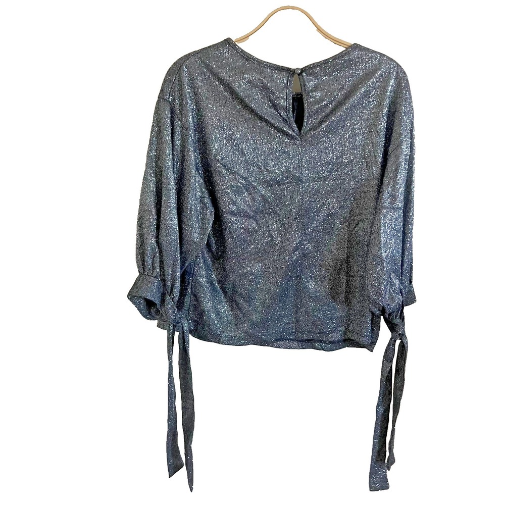 FAVLUX Fashion Women's Black Sparkly Blouse Sz S Sparkly NYE Dress Up Classic - Picture 5 of 5